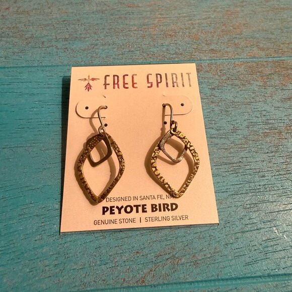 NWT Peyote Bird Free Spirit Silver & Gold Toned Drop Earrings - Picture 2 of 5